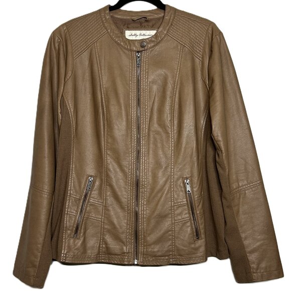 Sebby Collection Women's Faux Leather Jacket with Moto Details Front Zip Size XL - Picture 4 of 16